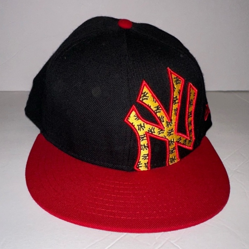 New Era NEW YORK Yankee Fitted Hat red, black & yellow with red brim 7 & 3/8